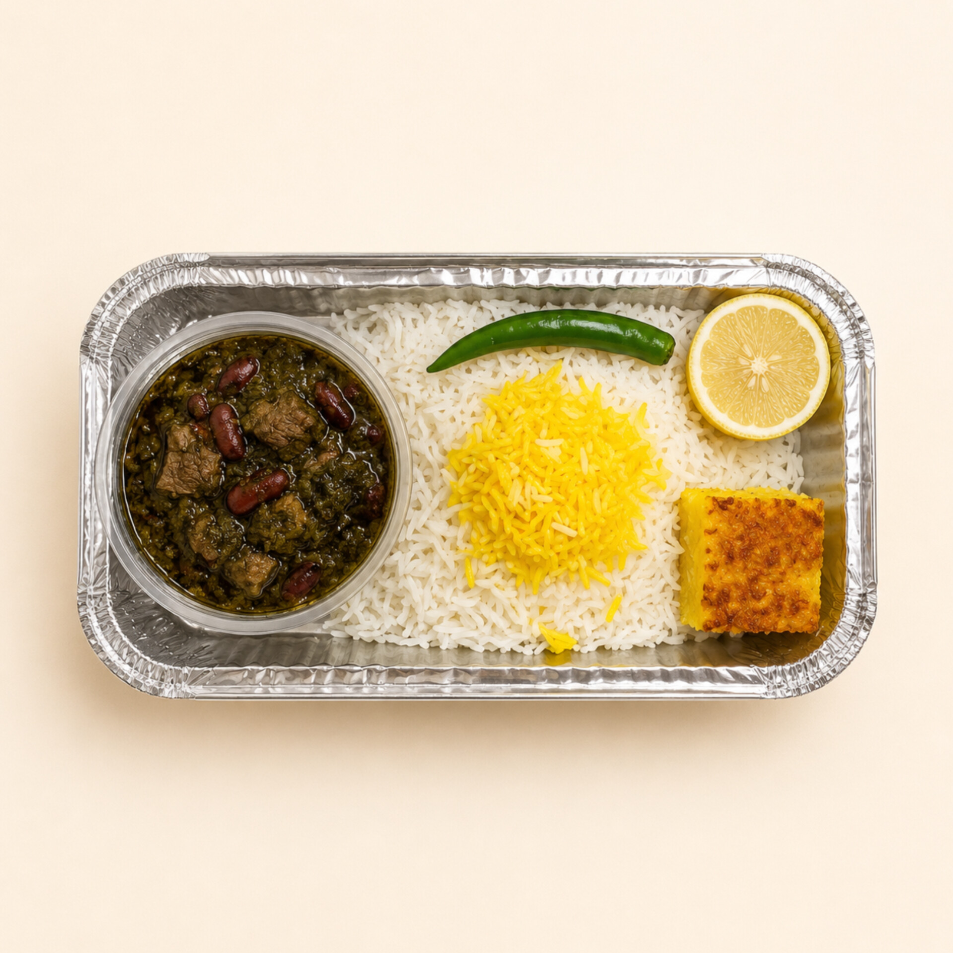 چلو خورشت قرمه‌سبزی
